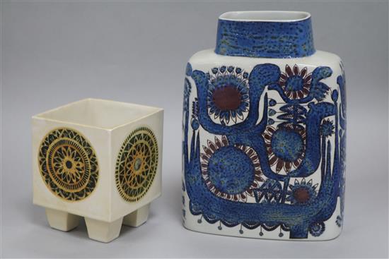 A Troika cube vase and an Alumina ware vase
